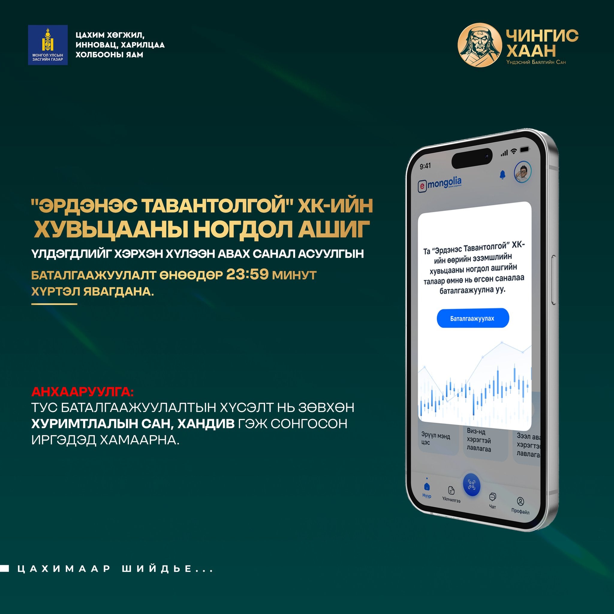 “ᠡᠷᠳᠡᠨᠢᠰ ᠲᠠᠪᠤᠨᠲᠤᠯᠤᠭᠠᠢ” ᠬᠻ-ᠡᠶᠢᠨ ᠬᠤᠪᠢᠴᠠᠭᠠᠨ ᠤ᠋ ᠨᠣᠭᠳᠠᠯ ᠠᠰᠢᠭ ᠤ᠋ᠨ ᠦᠯᠡᠳᠡᢉᠳᠡᠯ ᠢ᠋ ᢈᠡᠷᢈᠢᠨ ᢈᠦᠯᠢᠶᠡᠨ ᠠᠪᠬᠤ ᠰᠠᠨᠠᠯ ᠠᠰᠠᠭᠤᠯᠭ᠎ᠠ ᠶ᠋ᠢᠨ ᠒ ᠳ᠋ᠤᠭᠠᠷ ᠱᠠᠲᠤᠨ ᠤ᠋ ᠪᠠᠲᠤᠯᠠᠭᠠᠵᠢᠭᠤᠯᠤᠯᠲᠠ ᠥᠨᠦᠳᠦᠷ ᠳᠠᠭᠤᠰᠤᠨ᠎ᠠ
